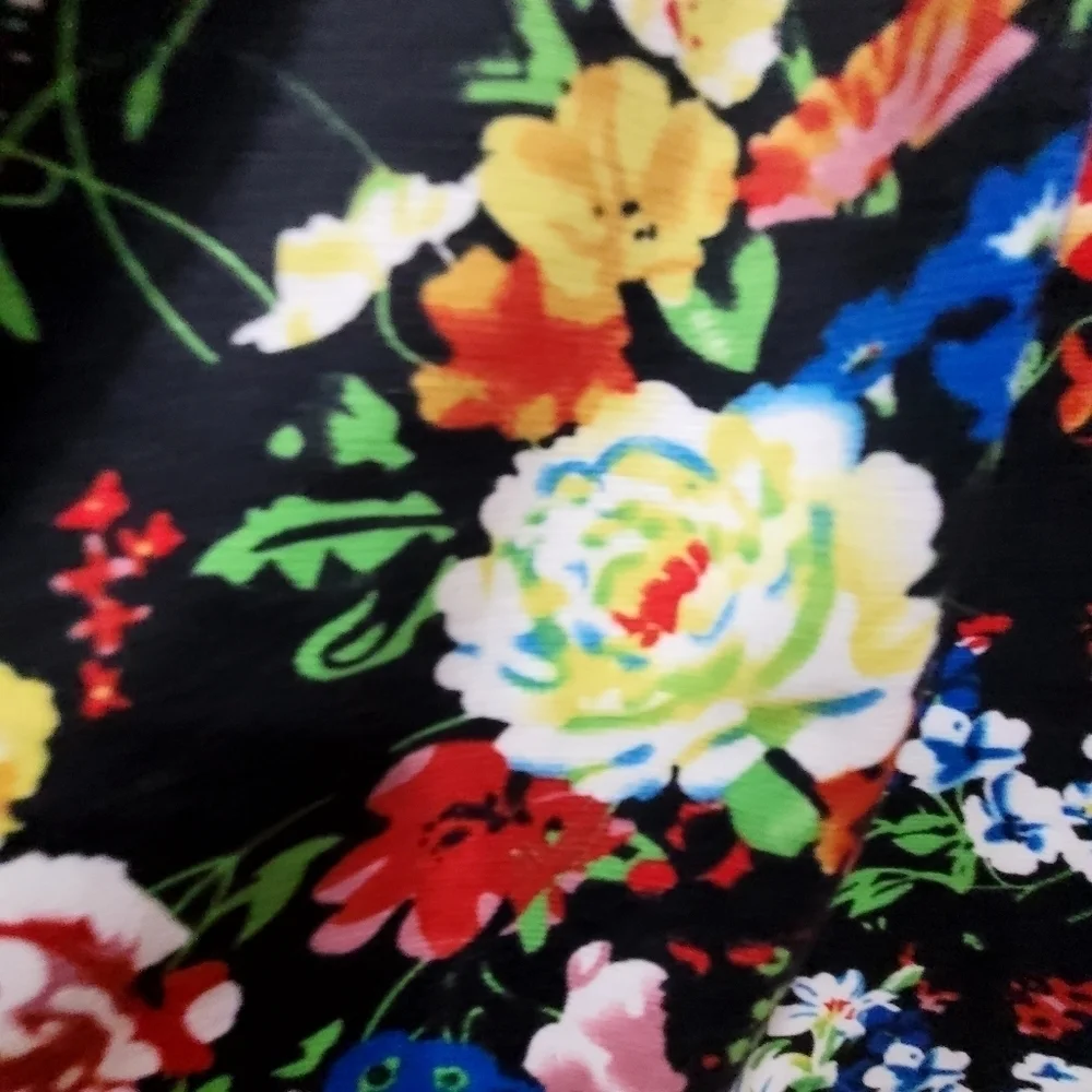 Fervour XL Mixed Media Rayon Blend Flared Floral Bell Shape Midi Dress USA Made - Picture 5 of 7